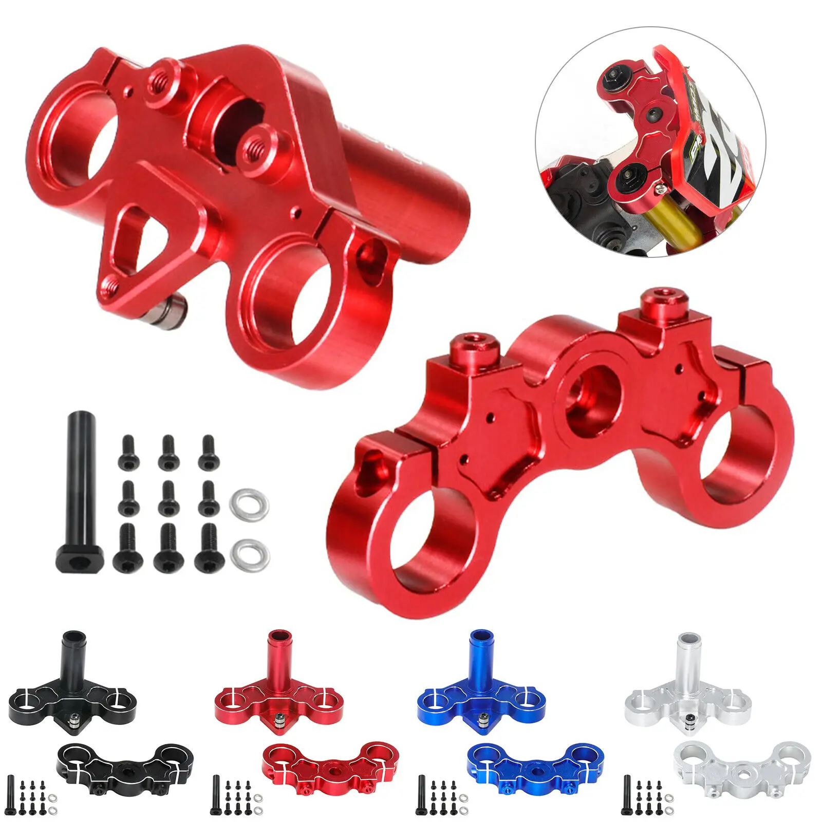 RC Motorcycle Metal Triple Clamp Set For Losi 1/4 Promoto-MX Motorcycle RTR Accessory Replacement Aluminum 7075 Triple Clamp Kit