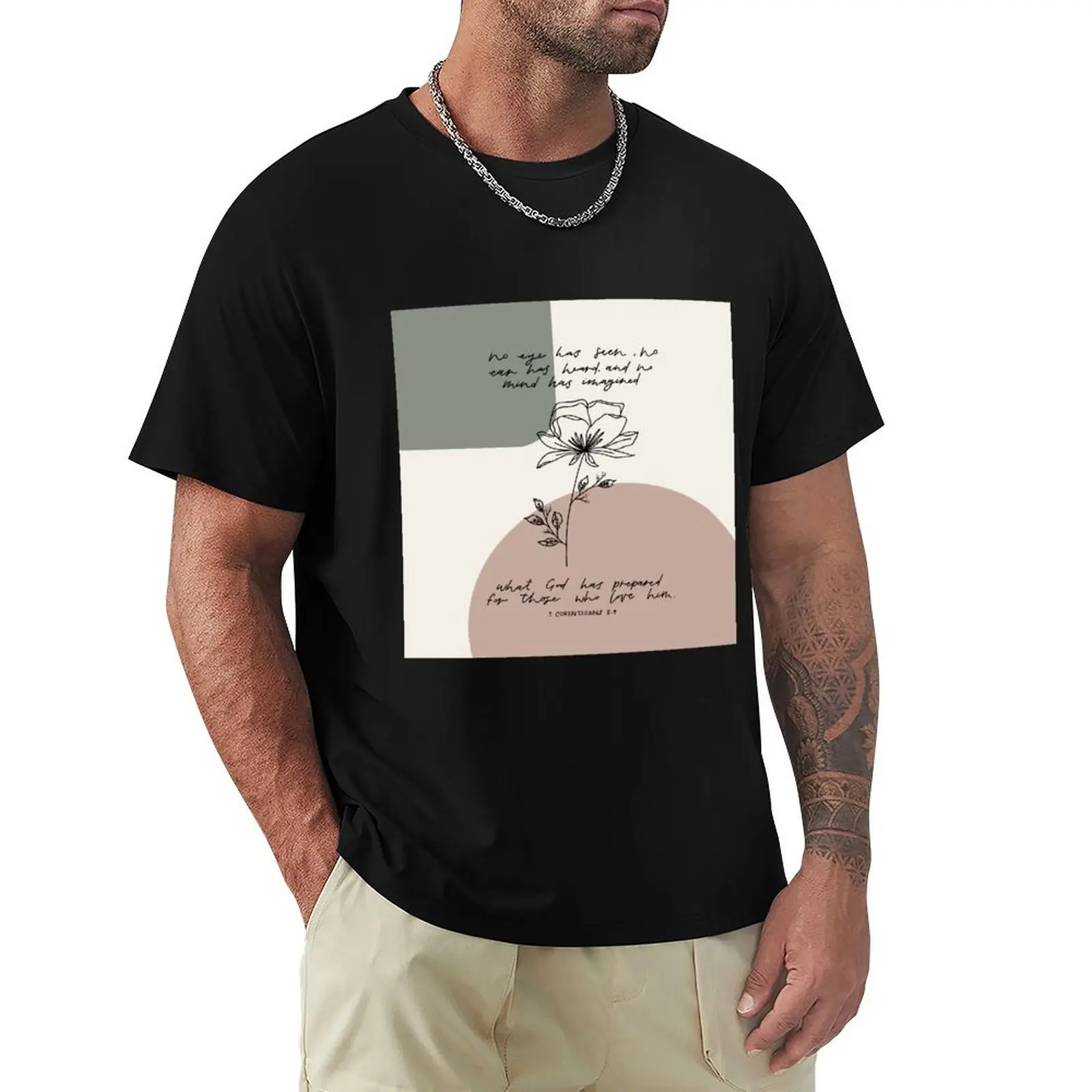 line drawn flower with bible verse encouragement T-Shirt Industrial Work Tee Shirt