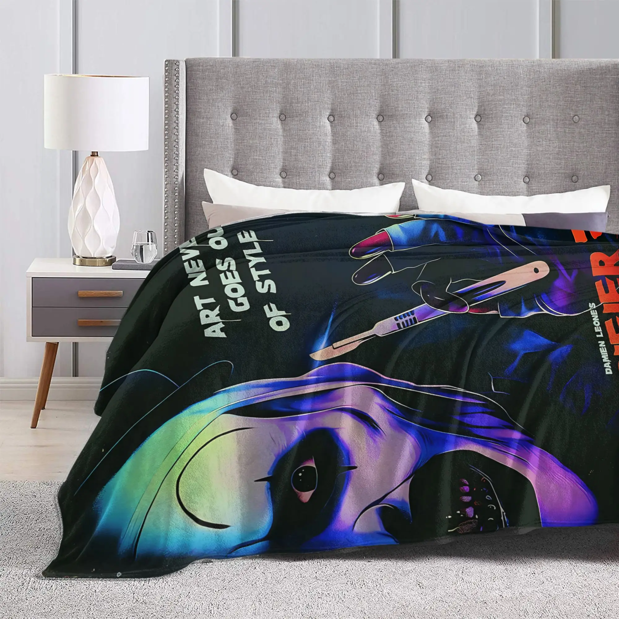 Terrifier Movie Blanket  Super Warm Novelty Plush Bedding Throws For Girls Boys Bedroom Flannel Bedspread Bed Cover