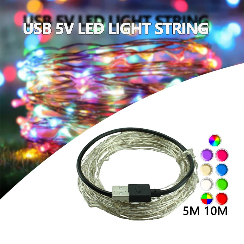 USB 10M 33FT 100 led Outdoor Led Copper Wire String Lights Christmas Festival Wedding Party Garland Decoration Fairy Lights