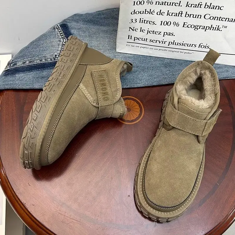 Chaussures montantes et en coton épais pour hommes, décontractées, antidérapantes, à semelles épaisses, résistantes au froid, en coton chaud, nouvelle collection automne et hiver