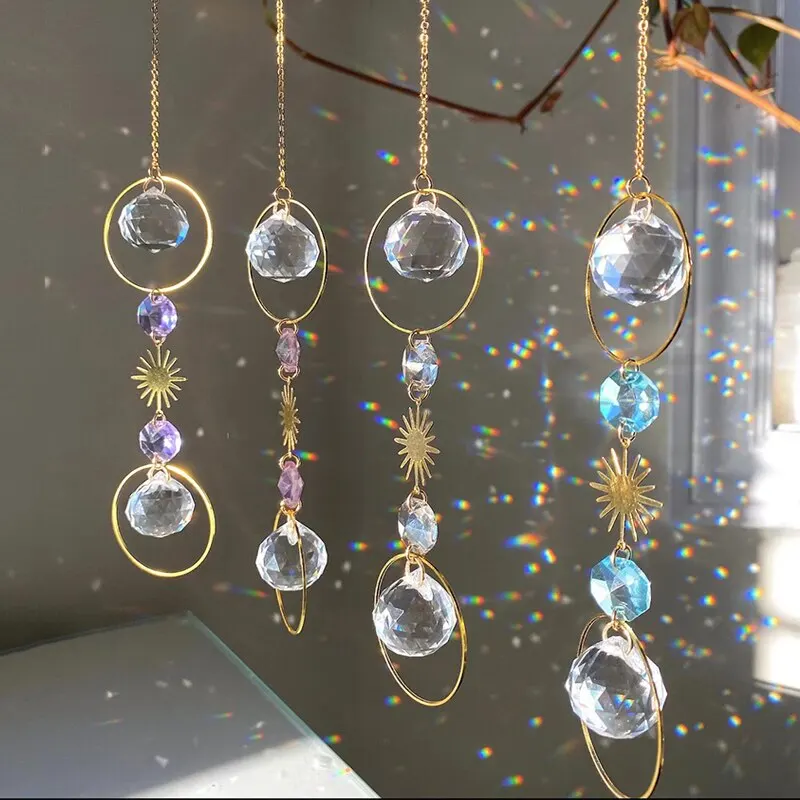 1pc Artificial Crystal Wall HangingSuitable For Weddings And Outdoors Sun Catcher Decorative Light And Shadow Wind Chime Pendant