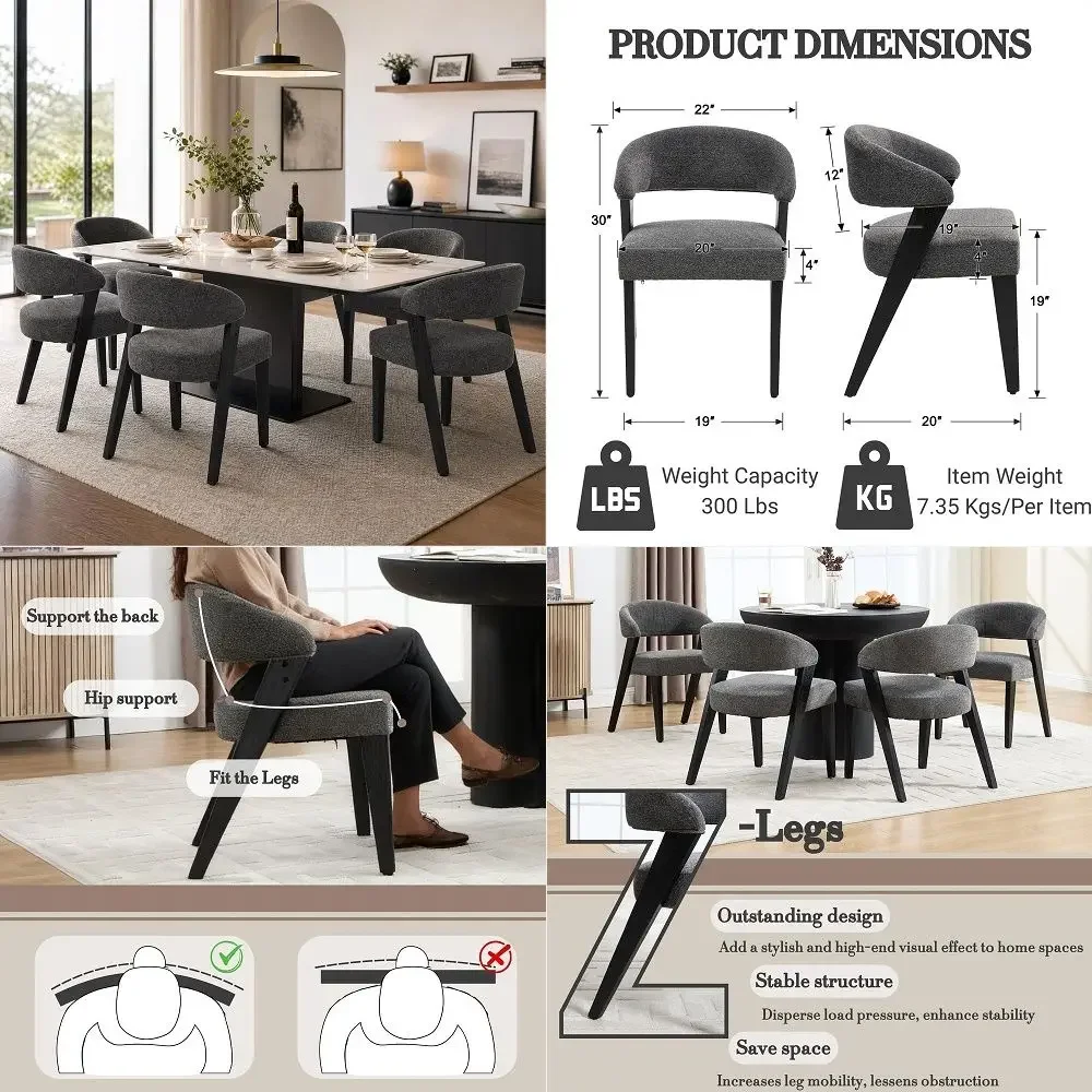 

Dining Chairs Set of 6, Mid Century Modern Faux Leather Kitchen amp Dining Room Chairs, Comfortable Dinner Chair Kitchen Chair