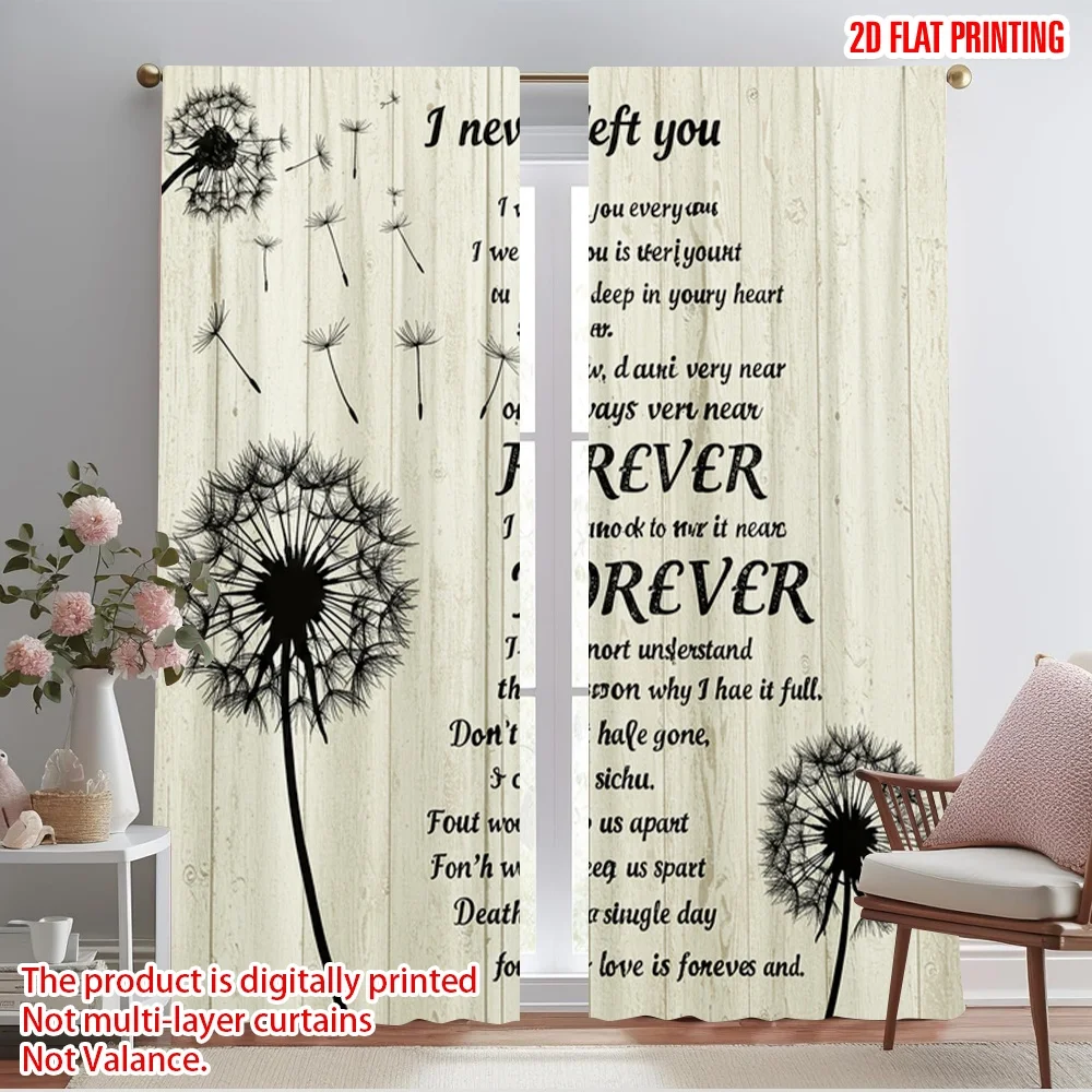 

2pcs 2D flat printing Window Treatment Curtains I never left you Home Polyester Without Electricity 0 Use for General Festive