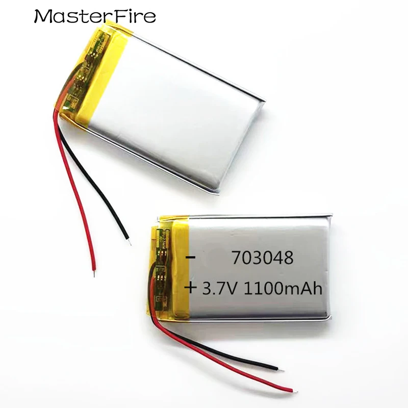 

2pcs/lot 3.7V 1100mah Rechargeable Lithium Polymer Battery 703048 for Driving Recorder Electronic Toy Massager Camera Batteries