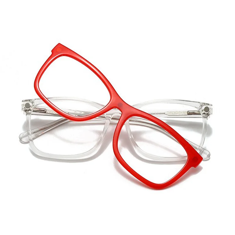 Multi-Color Clip Glasses Anti-Blue Light Can Be Matched With Prescription Glasses Frame Square TR Spring Hinge Glasses
