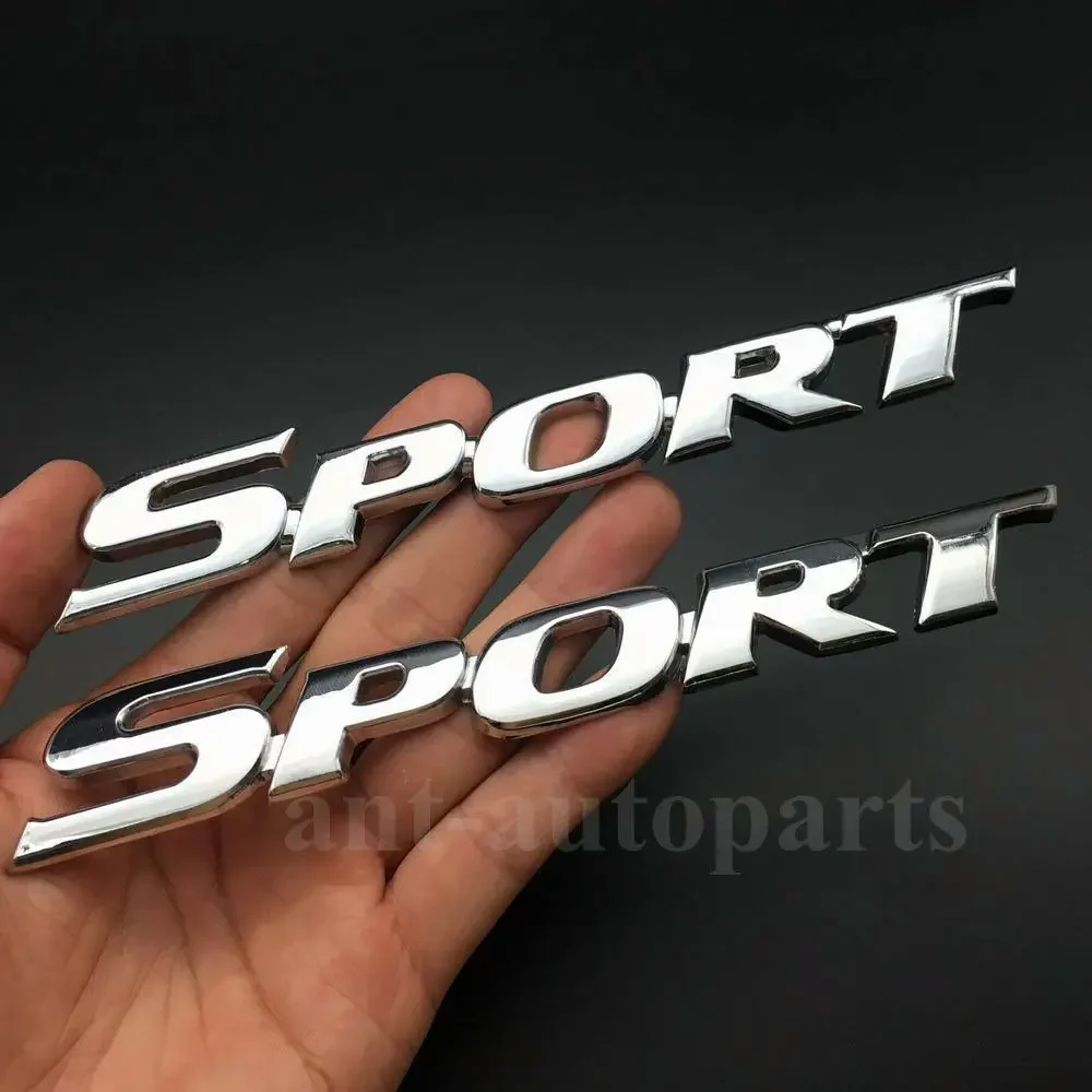 

2x Metal Chrome Sport Racing Car Rear Trunk Tailgate Emblem Badge Decal Stickers