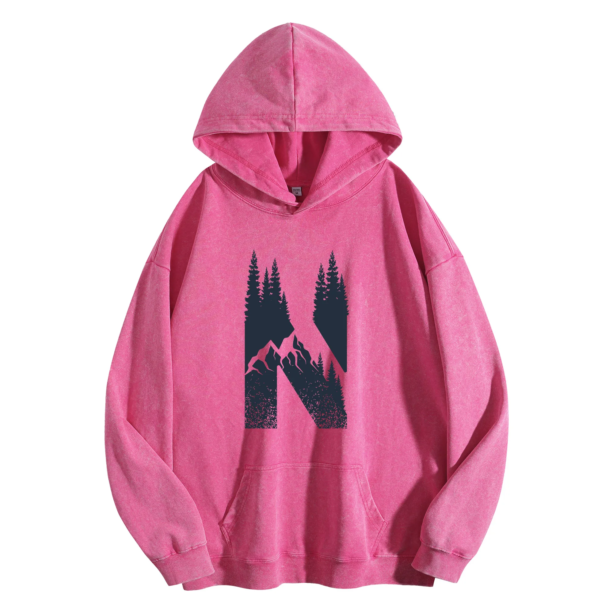 سترة بغطاء للرأس كلاسيكية مغسولة 400 جرام من Forest N للجنسين كبيرة الحجم ملابس الشارع مجموعة الخريف/الشتاء