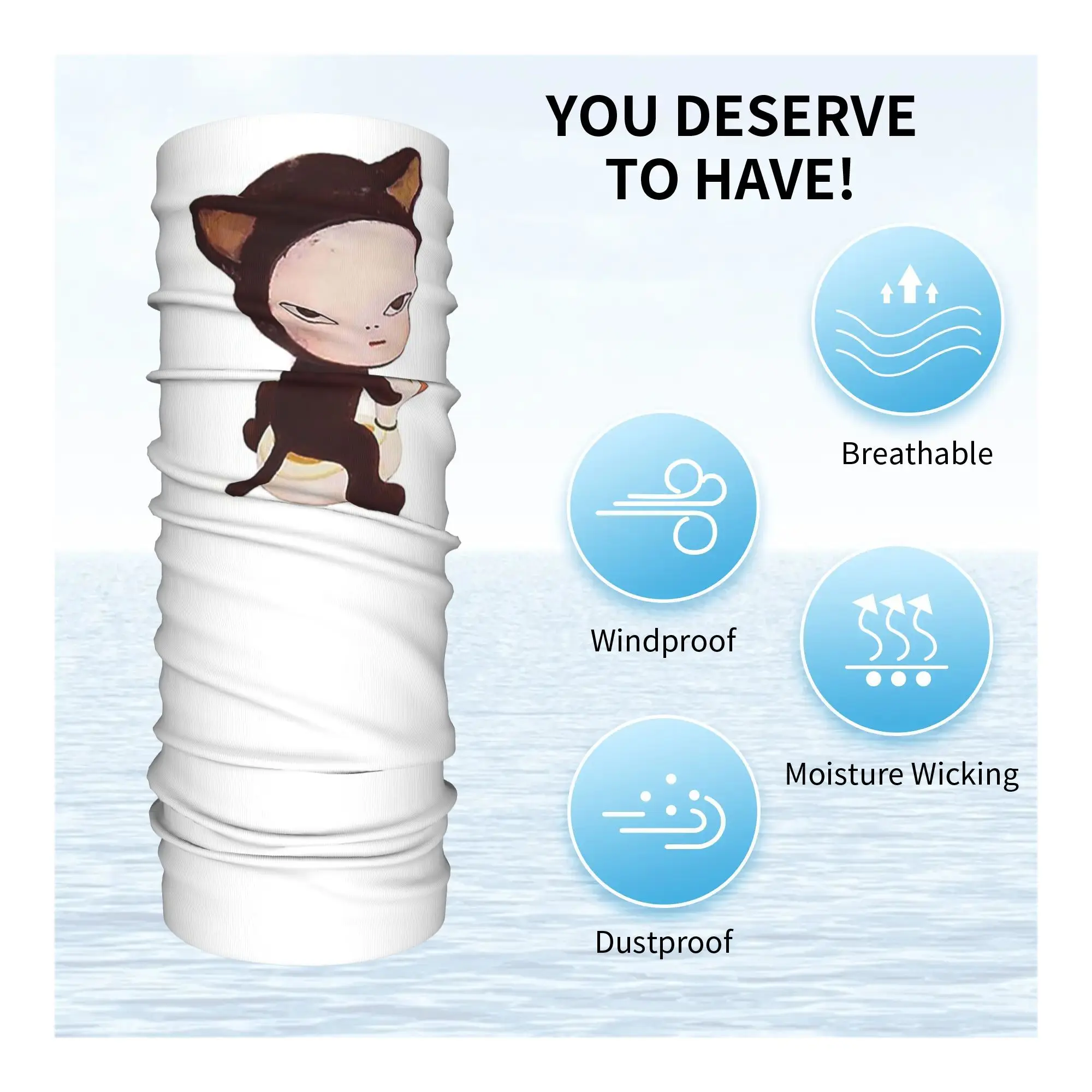 Yoshitomo nara bandana pescoço gaiter impresso lenço facial multi-uso balaclava equitação para homens mulheres adulto à prova de vento