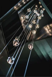 Crystal Staircase Chandelier Living Room Luxury Design Spiral Staircase LED Lighting Pendent Lamp Duplex Loft Ceiling Chandelier
