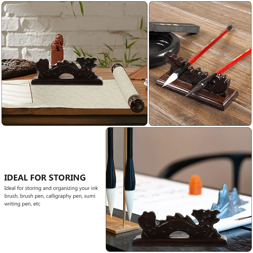 

2pcs Brush Holders Creative Wooden Calligraphy Racks Desktop Adornments Gift For Family Friends Ink Brush Storage Organizers