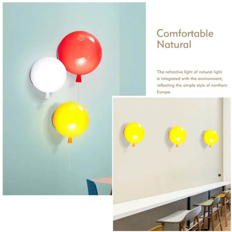 Creative Colorful Balloon Wall Lamps Children Wall Light Lighting for Baby Room Bedroom Bedside Corridor Lamps Decor Wall Sconce