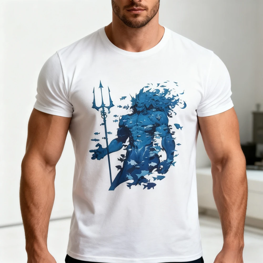 Poseidon dieu de la mer T-Shirt mythologie grecque océan T Trident Poseidon graphique hommes chemise le meilleur cadeau pour un mari T-Shirt