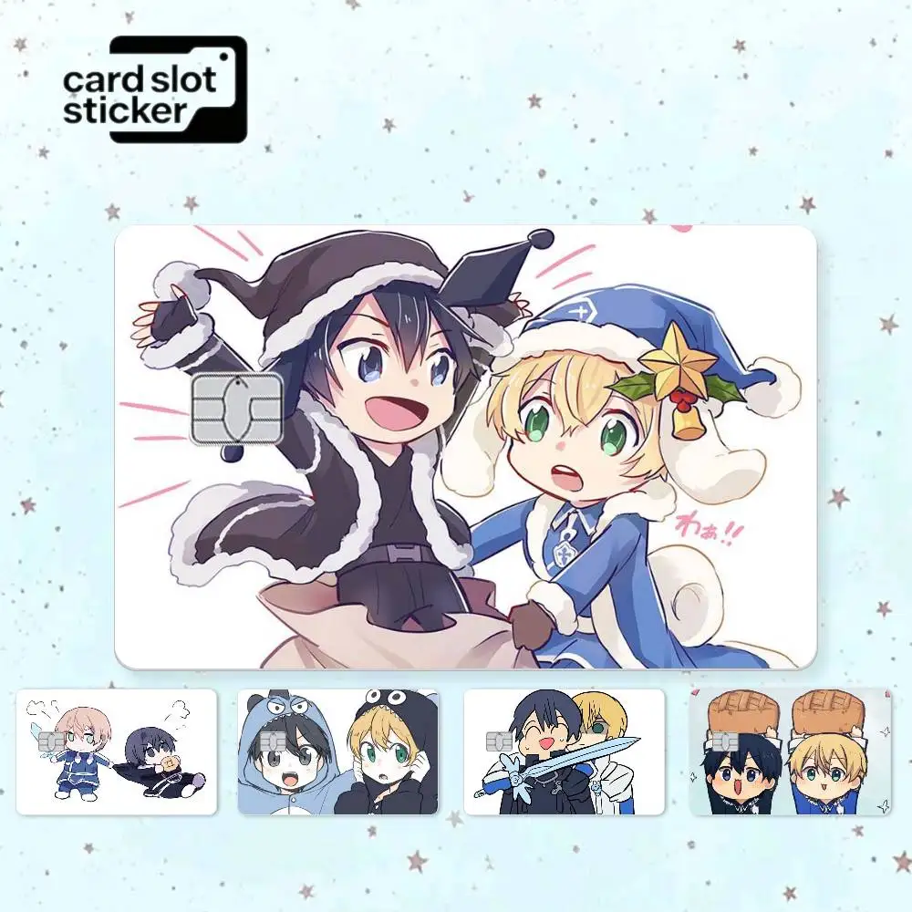 licization Kirito E-Eugeo  Credit Card HD Stickers Game Card Decal Small Chip Waterproof Sticker Gift