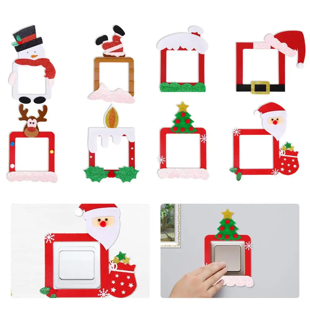 Beautiful Switch Stickers Durable Switch Stickers Festive Christmas Wall Stickers Enhance Holiday with 8 Pcs Elk Snowman