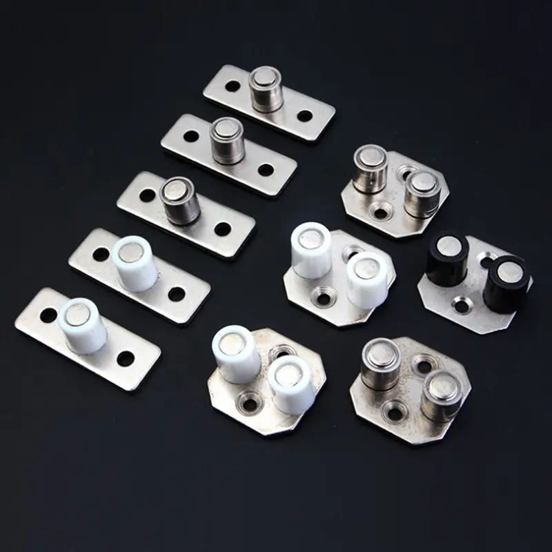 2Pcs Floor Mount Sliding Wooden Door Guide Roller Retainer Top Hung Pivot Brass Wheel Bottom Grooved