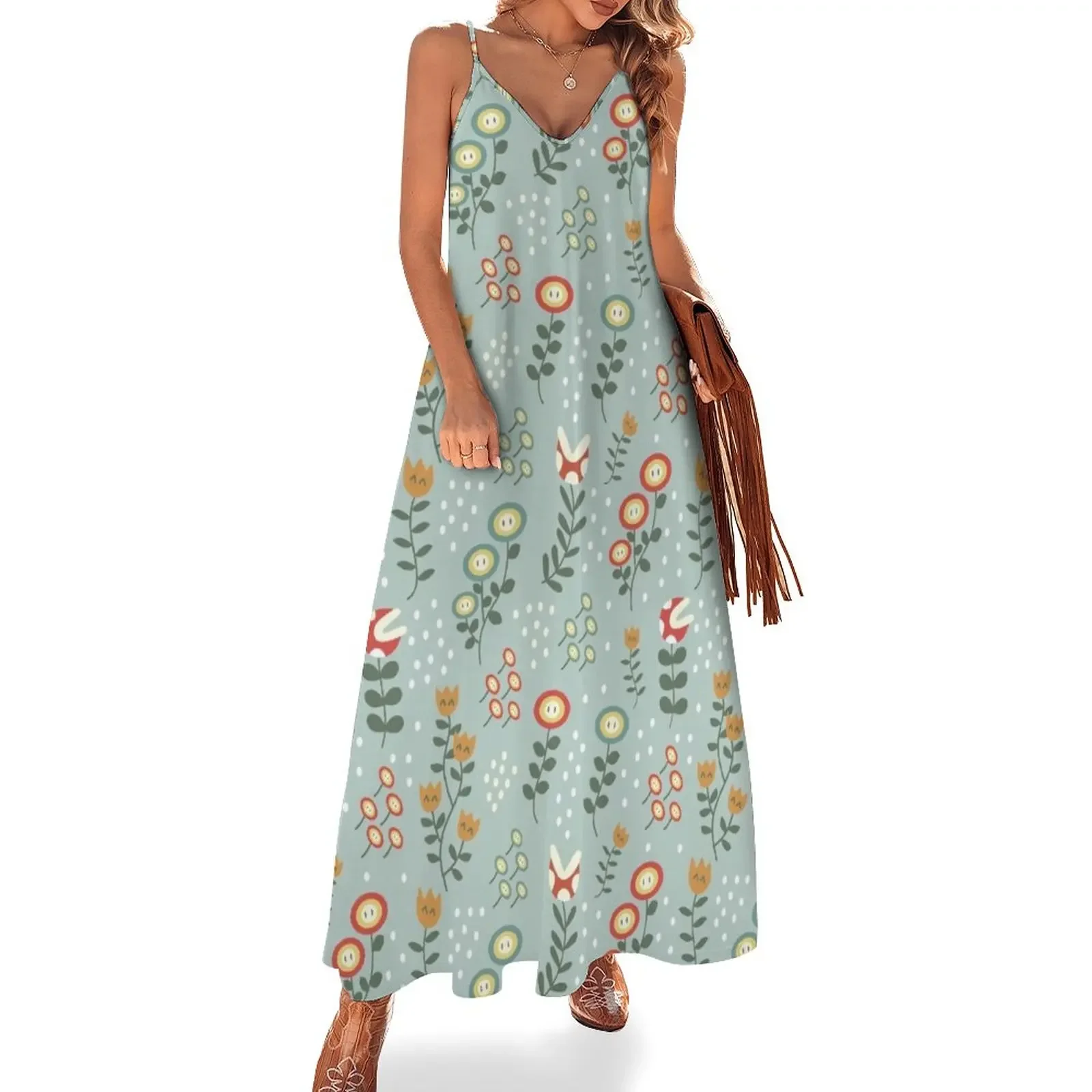 

Plumber Floral Pattern Sleeveless Dress women long dresses Women's summer skirt elegant dresses for women beach dresses