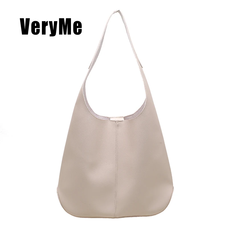 VeryMe-Bolso de hombro informal de gran capacidad para mujer, bolsa de viaje de Pu suave de Color sólido, de diseño Simple, a la moda