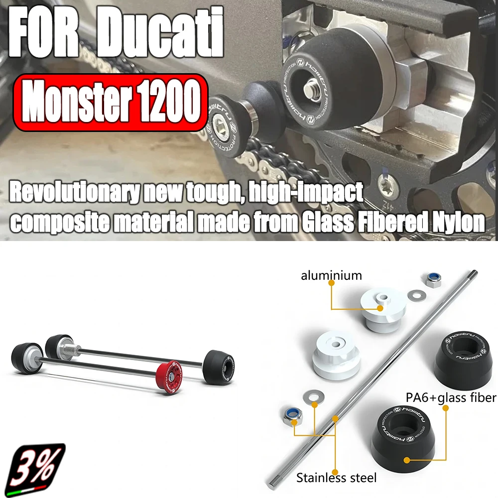 For Ducati Monster 1200 /S/R/25H 2013-2021 Front Rear wheel Spindle Crash Protection Monster 1200 Pad Anti-Fallen Accessories