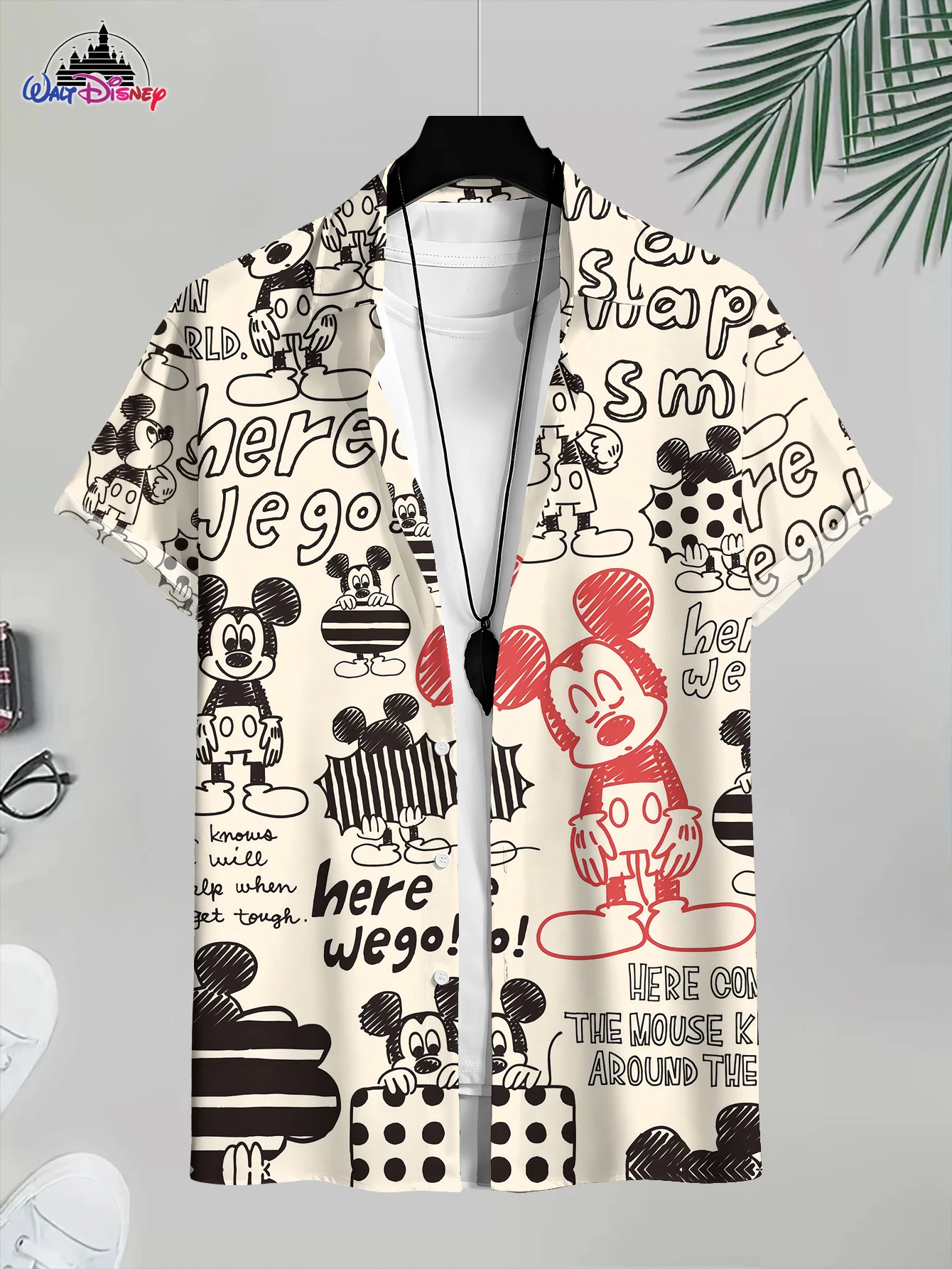 Summer New Men's Short - Sleeve Shirt Collection: 3D Mickey Beach, 3D Donald Duck, 3D Mickey Emoji Print Assortment