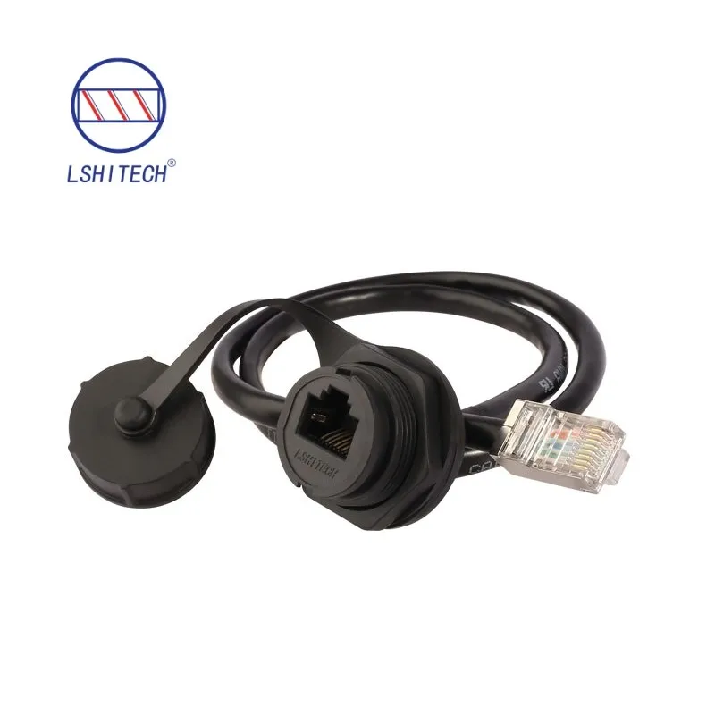 CAT6 RJ45 Ethernet Port Female Socket Waterproof EP-RJ45 Aviation Plug Socket Network Conenctor Cable rj45 Panel Extension Line