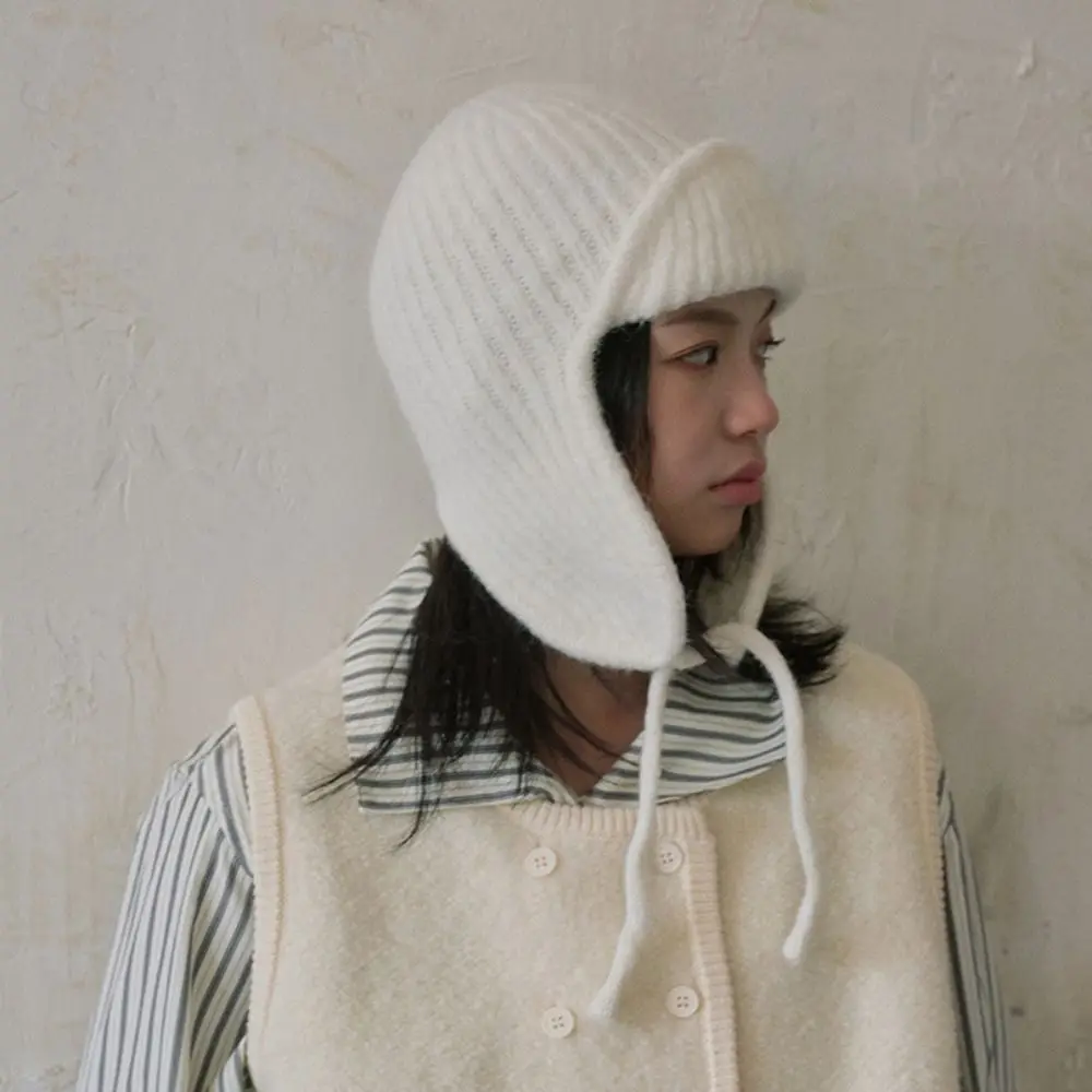 يندبروف الدافئة الطيار قبعة لينة غطاء للأذنين الشتاء محبوك قبعة الدانتيل متابعة سميكة الصوف مزيج قبعة ركوب القبعات