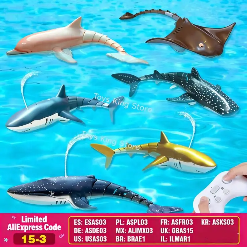 RC Shark Spray Water Electric Whale Kids Toy Remote Control Dolphin Animal Bath Tub Pool Simulation Submarine Fish Swimming Game