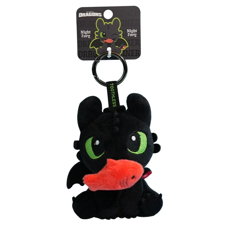 Toothless Keychain Cartoon Kawaii Night Fury Hand Plush Drawstring Pendant Spitfire Eating Fish Pendant Girl Backpack Ornament