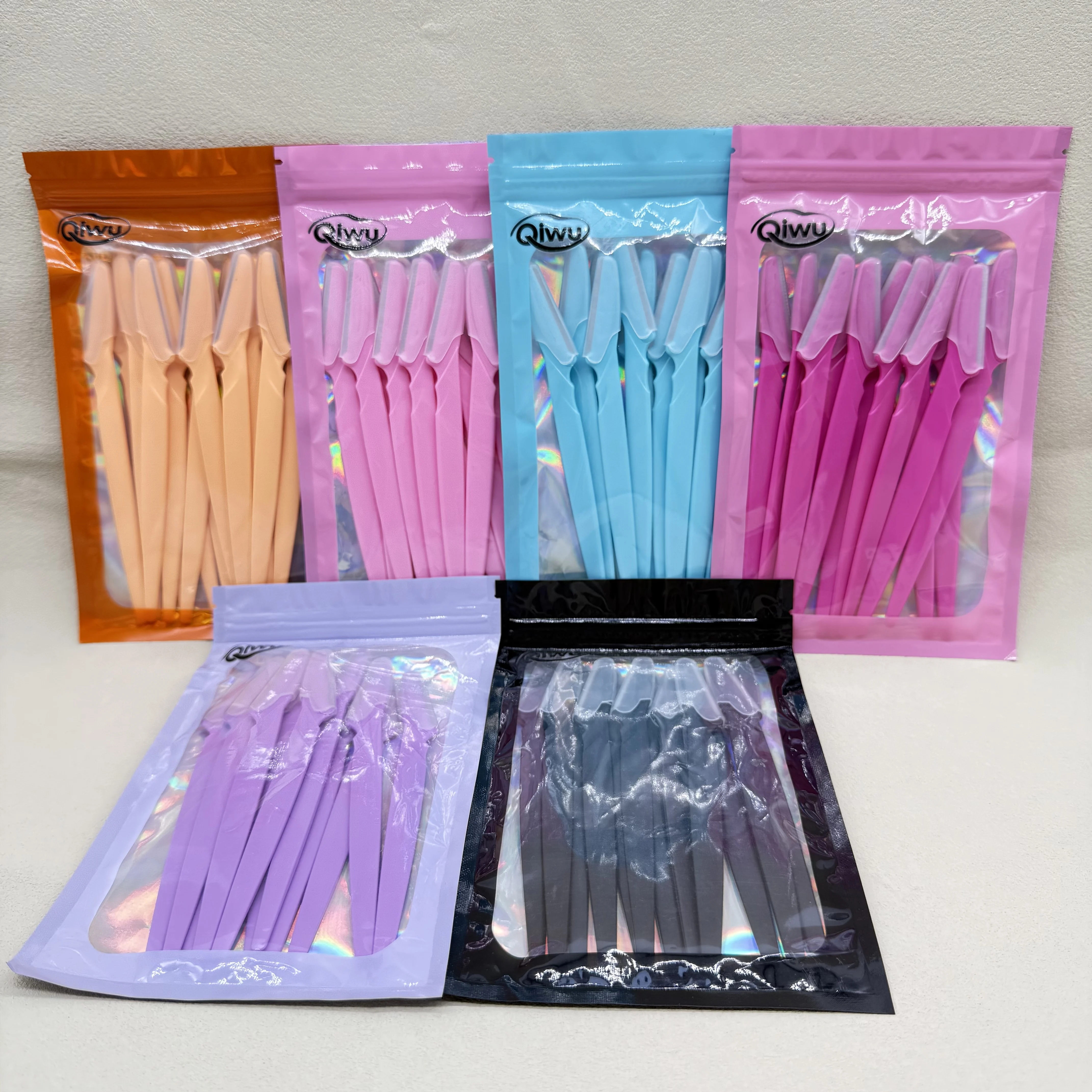 Qi wu 12 pçs aparador de sobrancelha lâmina facial barbeador portátil depilação sobrancelha depilação segurança sobrancelha corte mulher ferramentas maquiagem