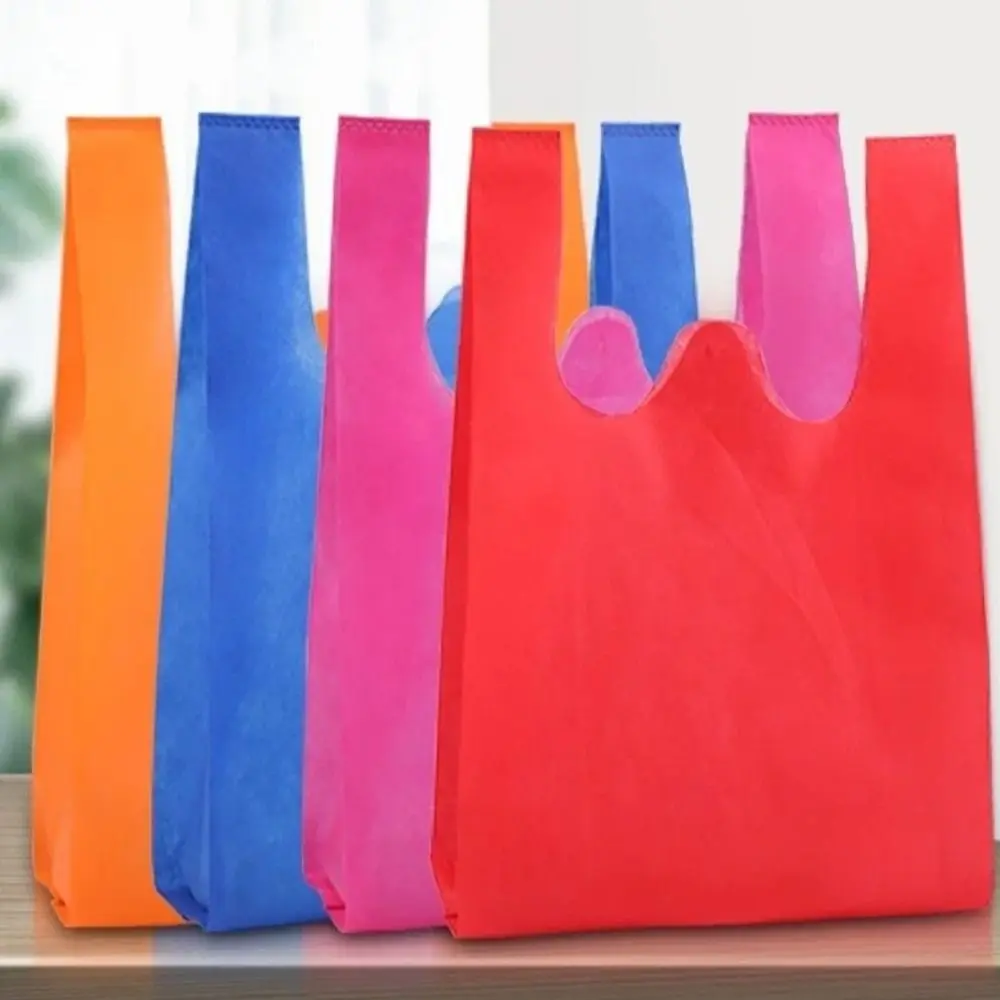 

50 шт. однотонная нетканая сумка для покупок, портативная утолщенная многоразовая сумка-тоут, большая вместительная прочная сумка для хранения
