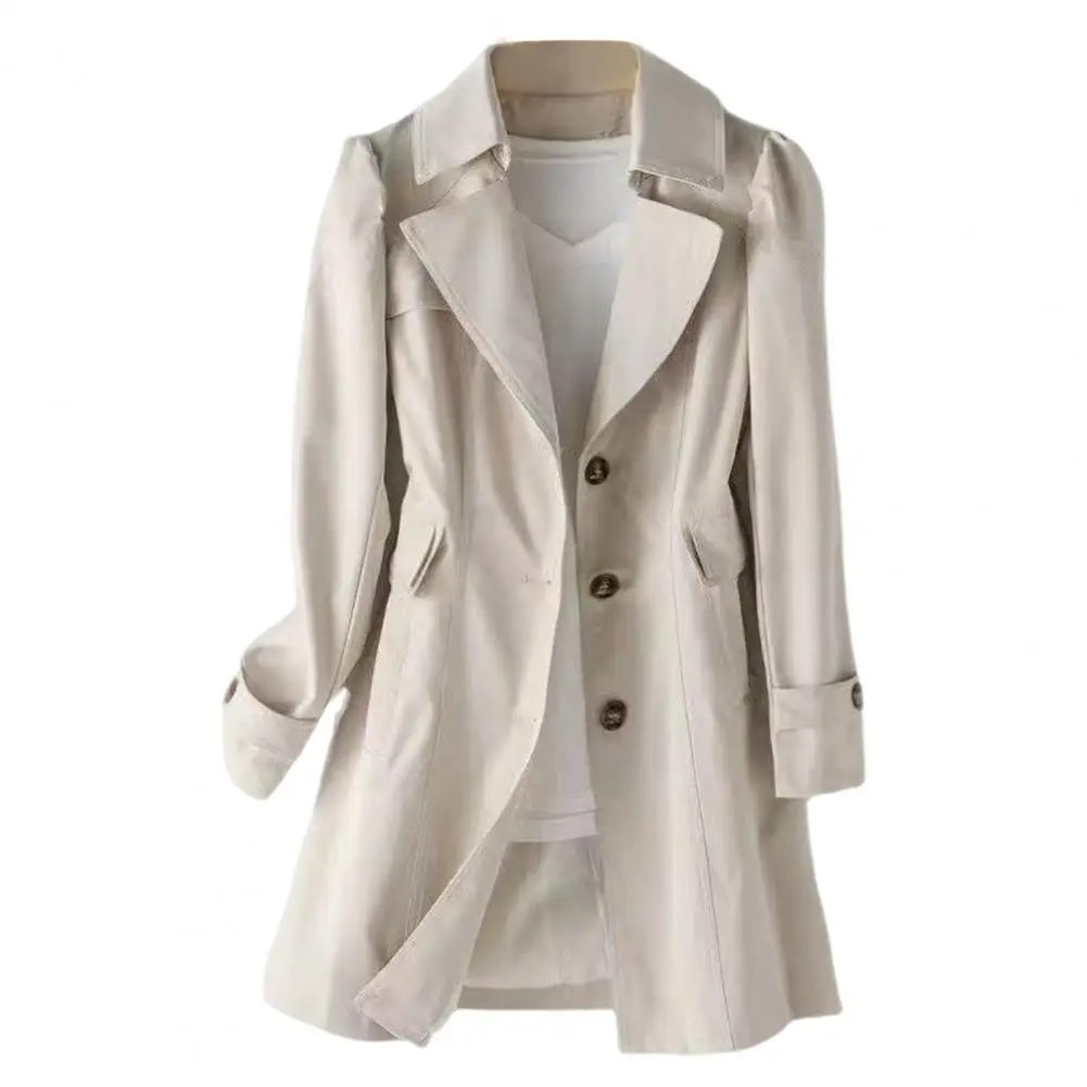 Capispalla da donna elegante cappotto di media lunghezza da donna in stile coreano con tasche con colletto rovesciato per le tendenze della moda autunno primavera risvolto