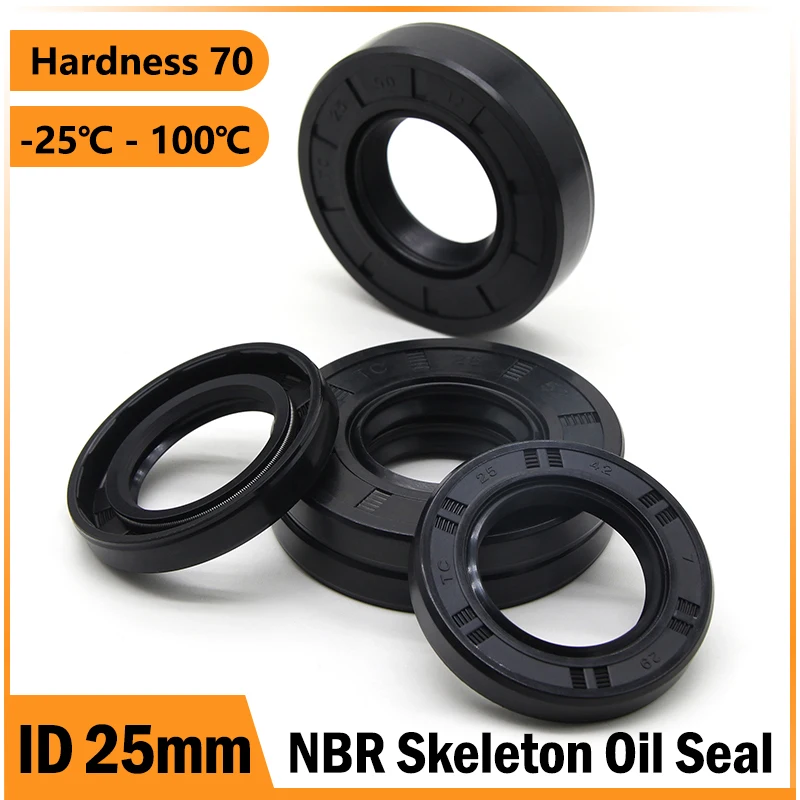 ID 25mm NBR Oil Seal TC-25*32/34/35/38/40/42/45/47/50/52/55/60/62*5/6/7/8/10/12mm Nitrile Rubber Shaft Double Lip Sealing Gasket