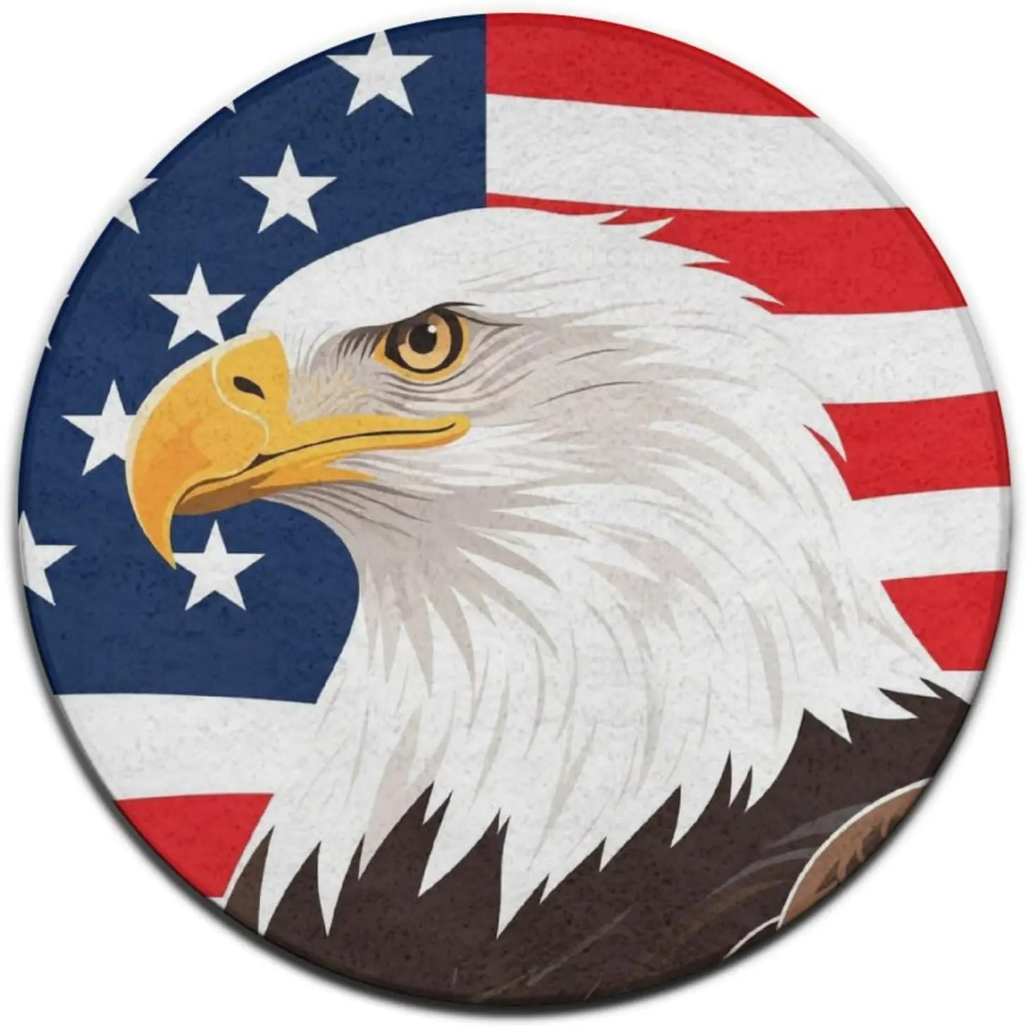 Stylish Round American Patriotic Eagle Rug Mat Home Decor Plush Floor Carpet for USA Flag Entryway Living Room Gift Ideas