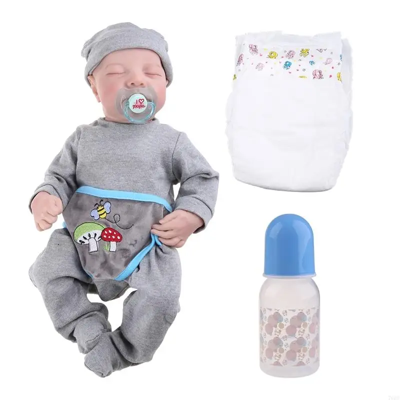 

76HF 19in Realistic for Doll Closed Eyes Sleep Boy Soft Vinyl Silicone Baby Newborn Toy Gift for Children Kids