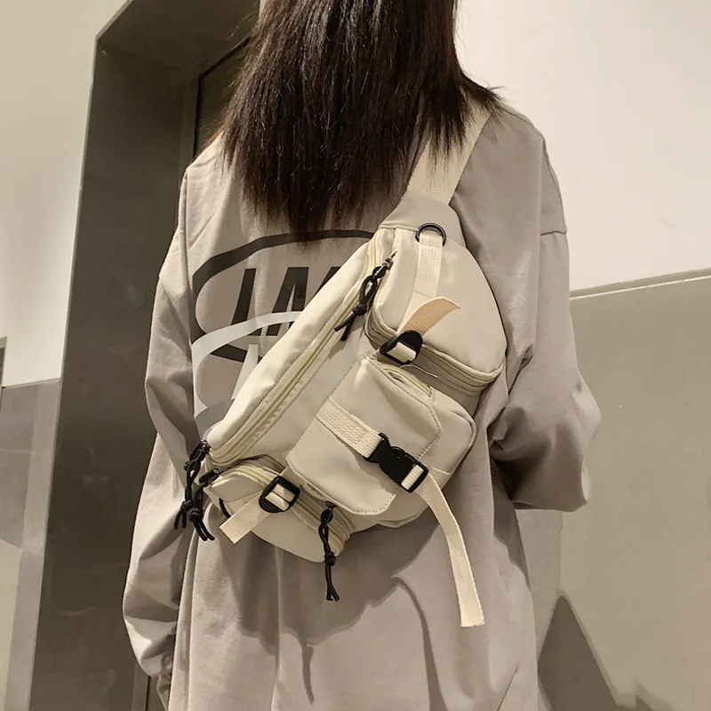 Bolso de pecho de calle japonés para hombres, bolsos de cintura deportivos, tendencia de estilo Hong Kong, bolso de pecho cruzado versátil para hombres