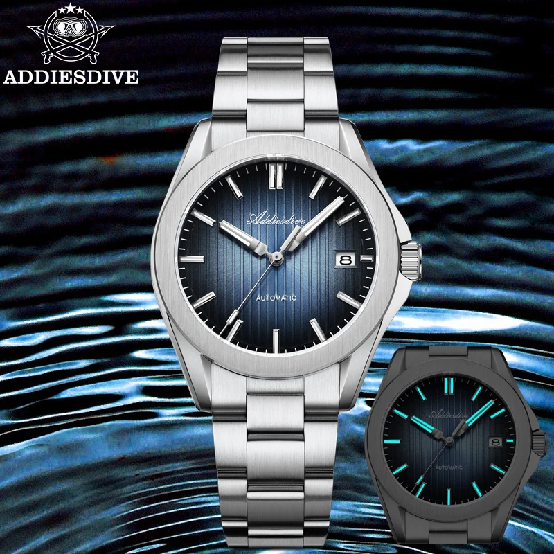 ADDIESDIVE Automatic Watch for Men Sapphire Green Sunburst 200m Waterproof AD2080 Luminous Wristwatch Mechanical Men Watch New