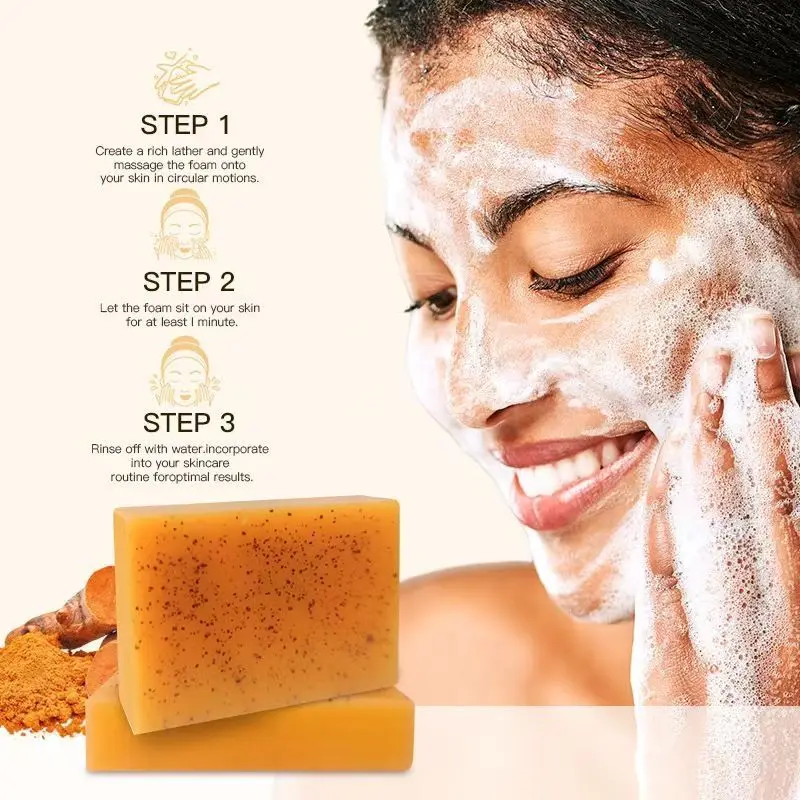 Turmeric Kojic Acid Ginger Scrub Soap, Exfoliating Granules & Essential Oil for Oil Control & Acne