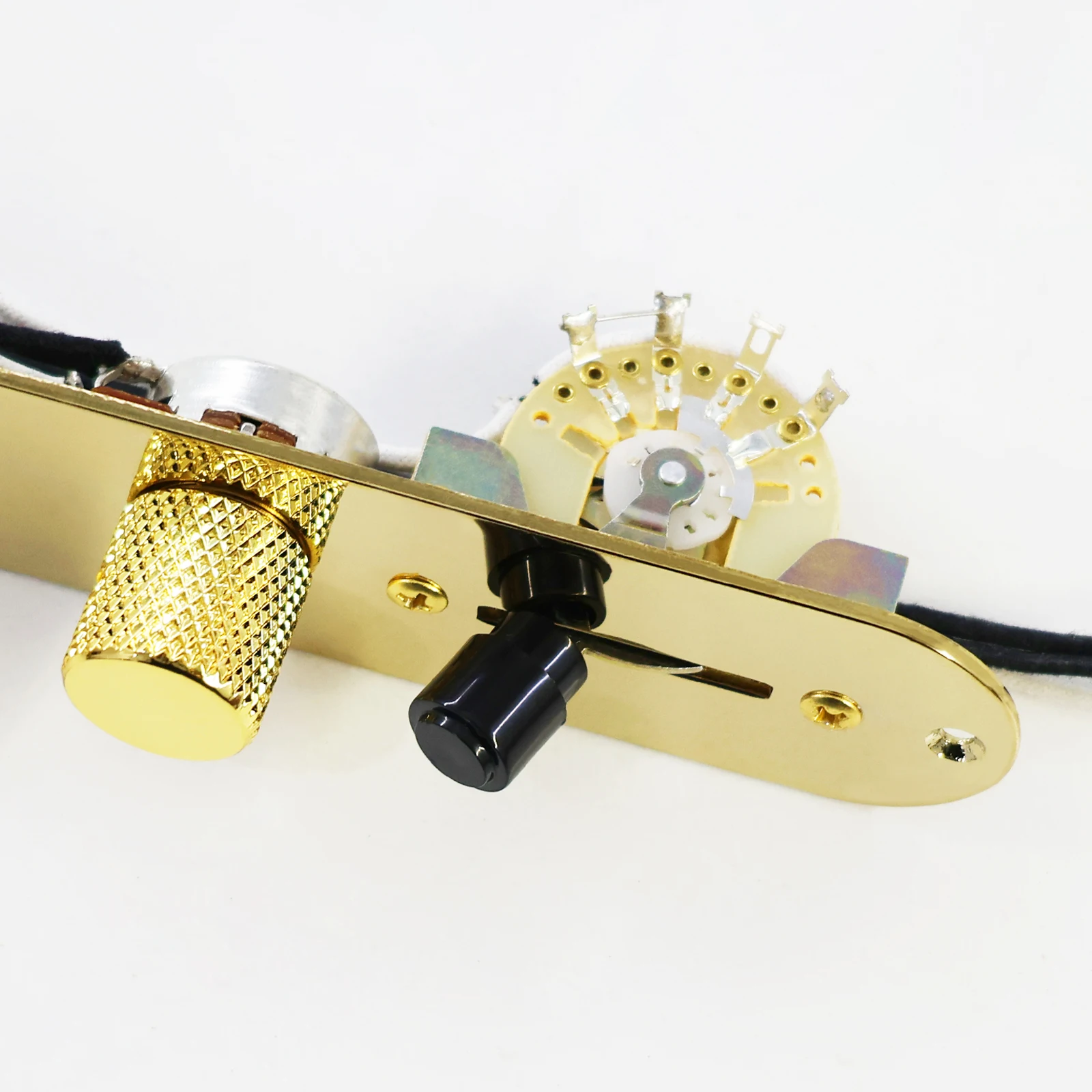 PHRILM Pro Fully Loaded Guitar Control Plate, Prewired 3-way Blade Switch Copper Shaft Potentiometers Volume Tone Controls Syste