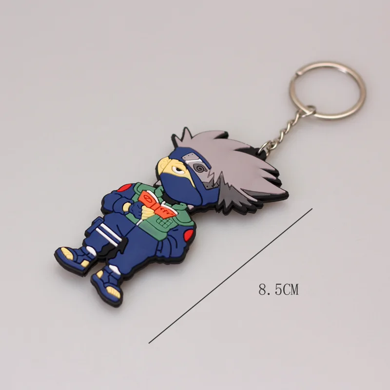 Naruto Figure Cartoon Keychain Bandai Naruto Sasuke Cartoon Character Ornament Key Bag Kakashi Uchiha Zebra Car Keyring for Gift