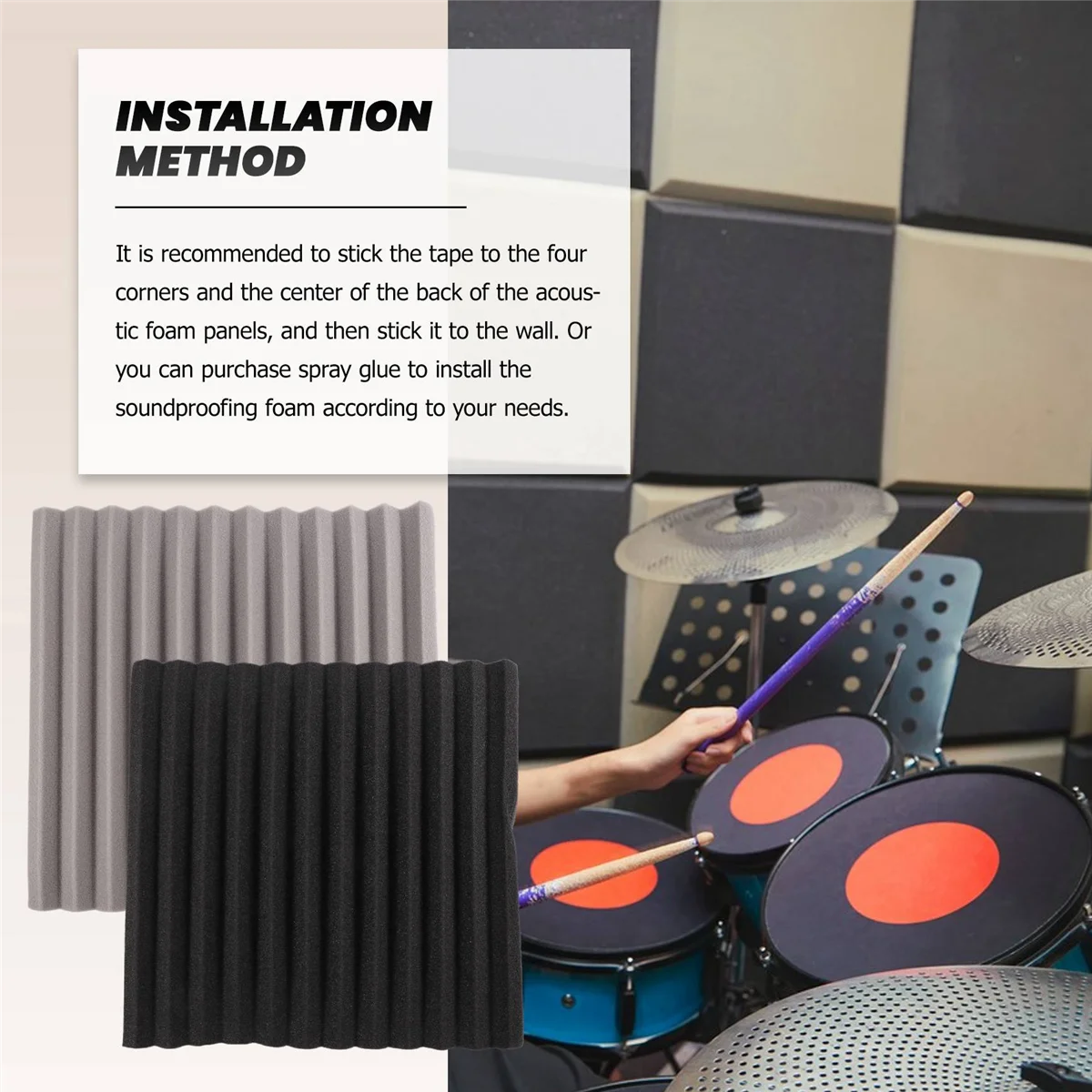 الأحدث! 12 قطعة من ألواح الرغوة الصوتية، بلاط إسفين الاستوديو، لوحة حائط معالجة هرمية عازلة للصوت من الفوم الصوتي 2.5 × 30 × 30 سم