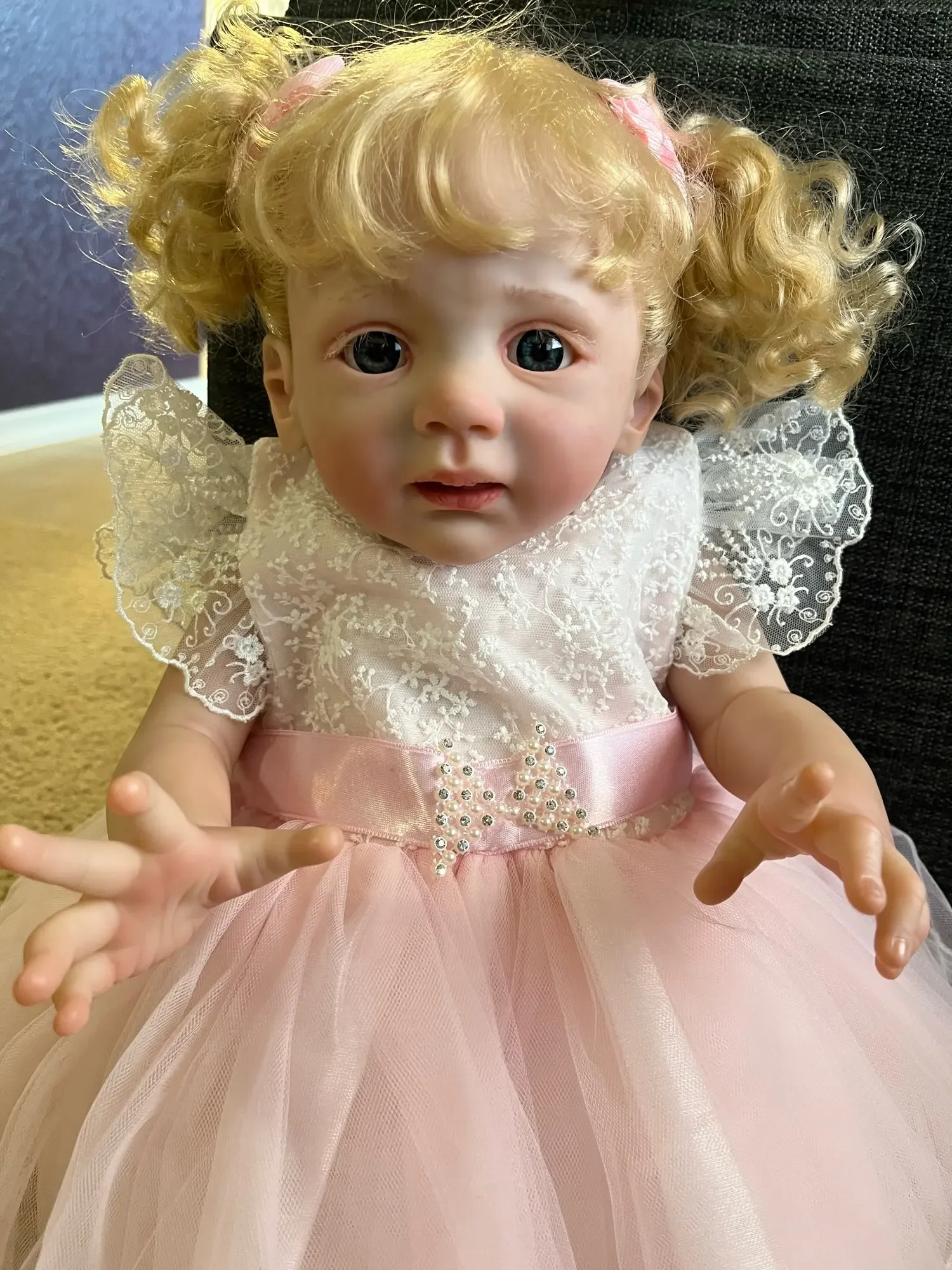 SINO-BB 25 pollici 60 cm già finito Rebor Baby Doll Fritzi con capelli radicati a mano realistici con vene bambole per bambini