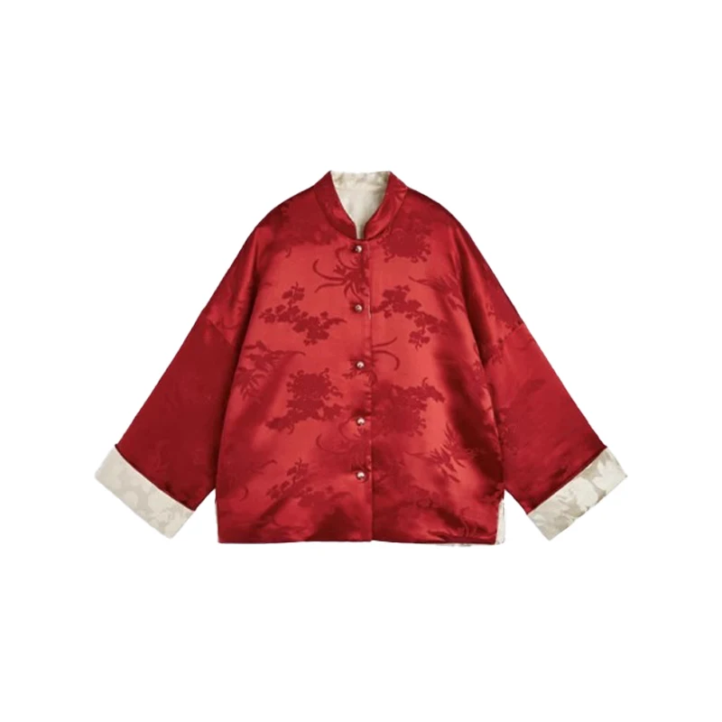 Chaqueta China de Doble Cara con Bordado Floral y Botones, Ropa Exterior de Algodón para Otoño e Invierno, Forever 2, Calidad Premium