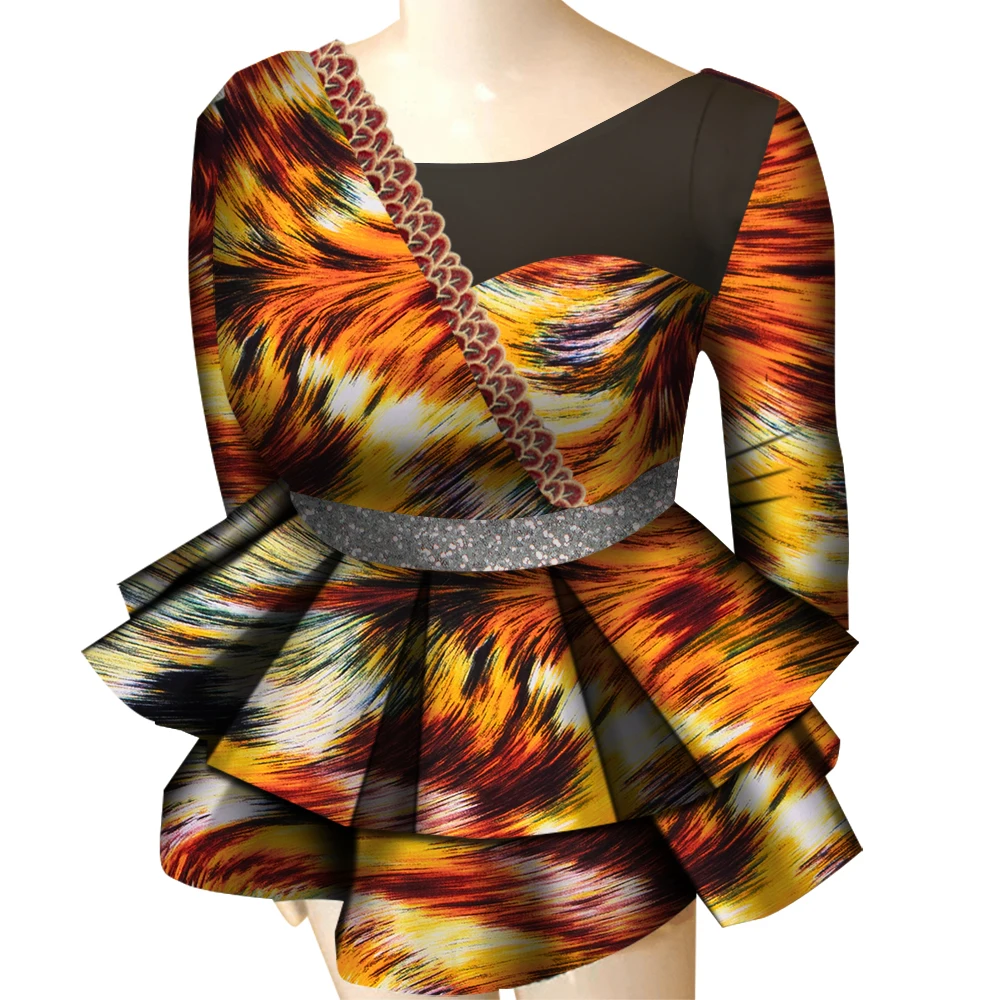 African Print Blouse Tops for Women Fashion 2022 African Tops Dashiki Plus Size T Shirt African Clothes for Women WY8570