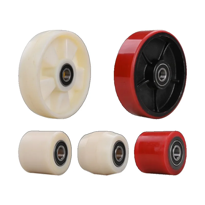 1PC Hydraulic Pallet Truck Wheels Hand Pallet Truck nylon Wheel 60x70mm PU wheel 75x40mm Bearings 6204