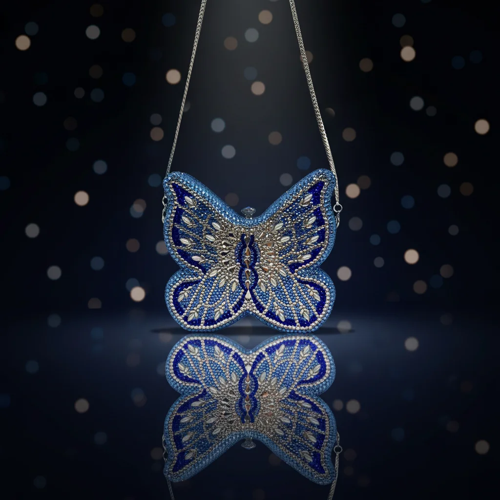 High Quality New Clutch Bag Diamond-encrusted Flat Bottom butterfly Design Magnetic Clasp Closure Model for Evening Bag Luxury