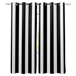 Simple Black And White Stripes Curtains Decor Swag Kids Room Curtain Panels With Grommets Window Treatment Window