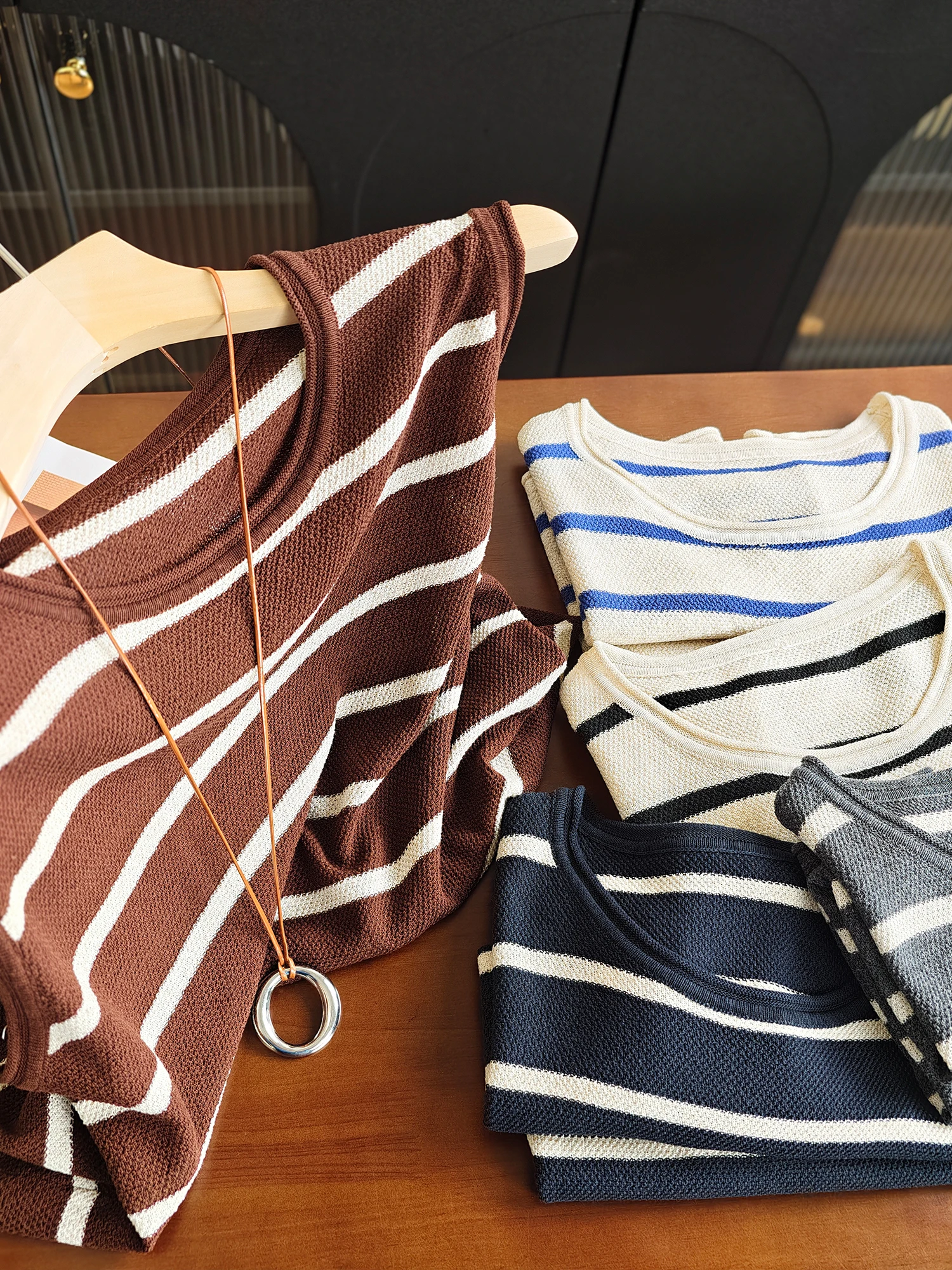 Loose Fit round Neck Vest T-Shirt Color Dyed Linen  Wide Shoulder Strap Casual Style Women's Summer Top Small Ear Produ...