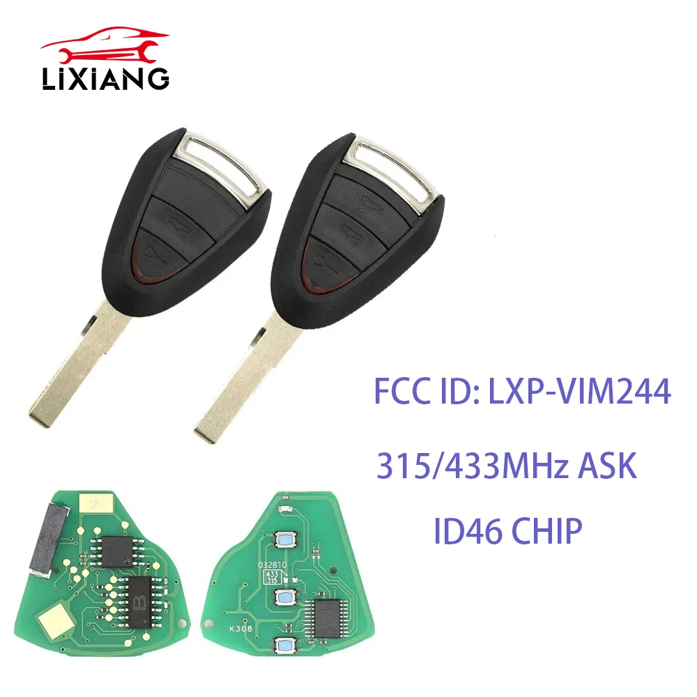 LXP-VIM244 CarRemote Control Key For Porsche Cayman Boxster Turbo 911 987 996 997 Carrera Targa2005 - 2010  ID46Chip 315 433MHz