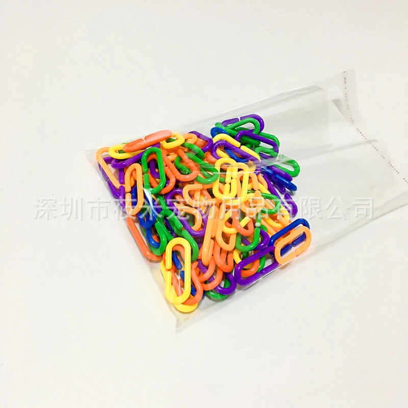 100PCS /200PCS Set Parrot C-clip Toy Plastic Chain Links Rainbow C-Clips Chains Hooks Bird Cage Swing Climbing Cage Toys