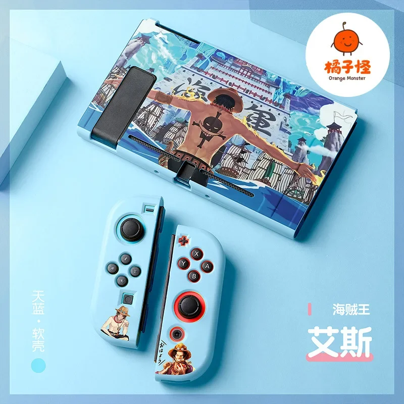 Jednoczęściowy ochronna powłoka etui Joycon Luffy Zoro Ace TPU miękkie etui dla Nintendo Switch NS Oded Konsola kryształowe etui akcesorium